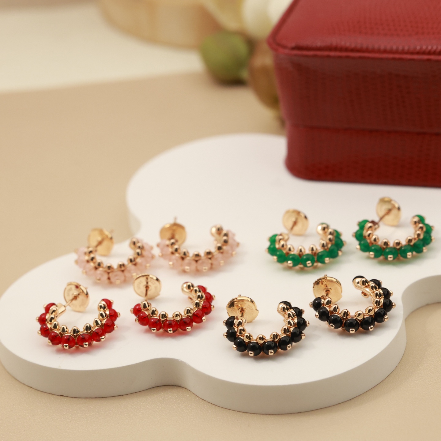 Cartier Clash de Cartier earrings rose gold with red gemstones 12mm hoop diameter