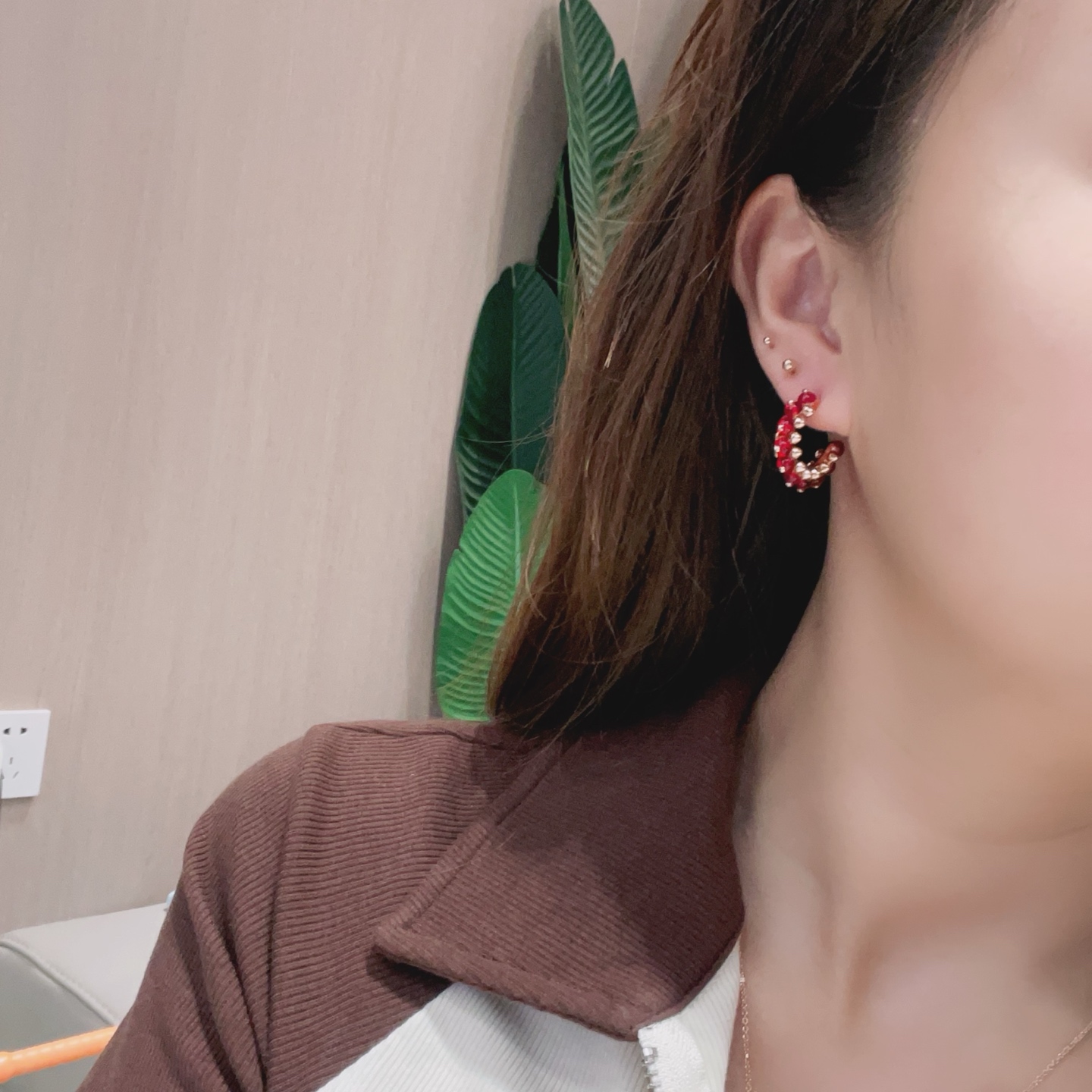 Cartier Clash de Cartier earrings rose gold with red gemstones 12mm hoop diameter