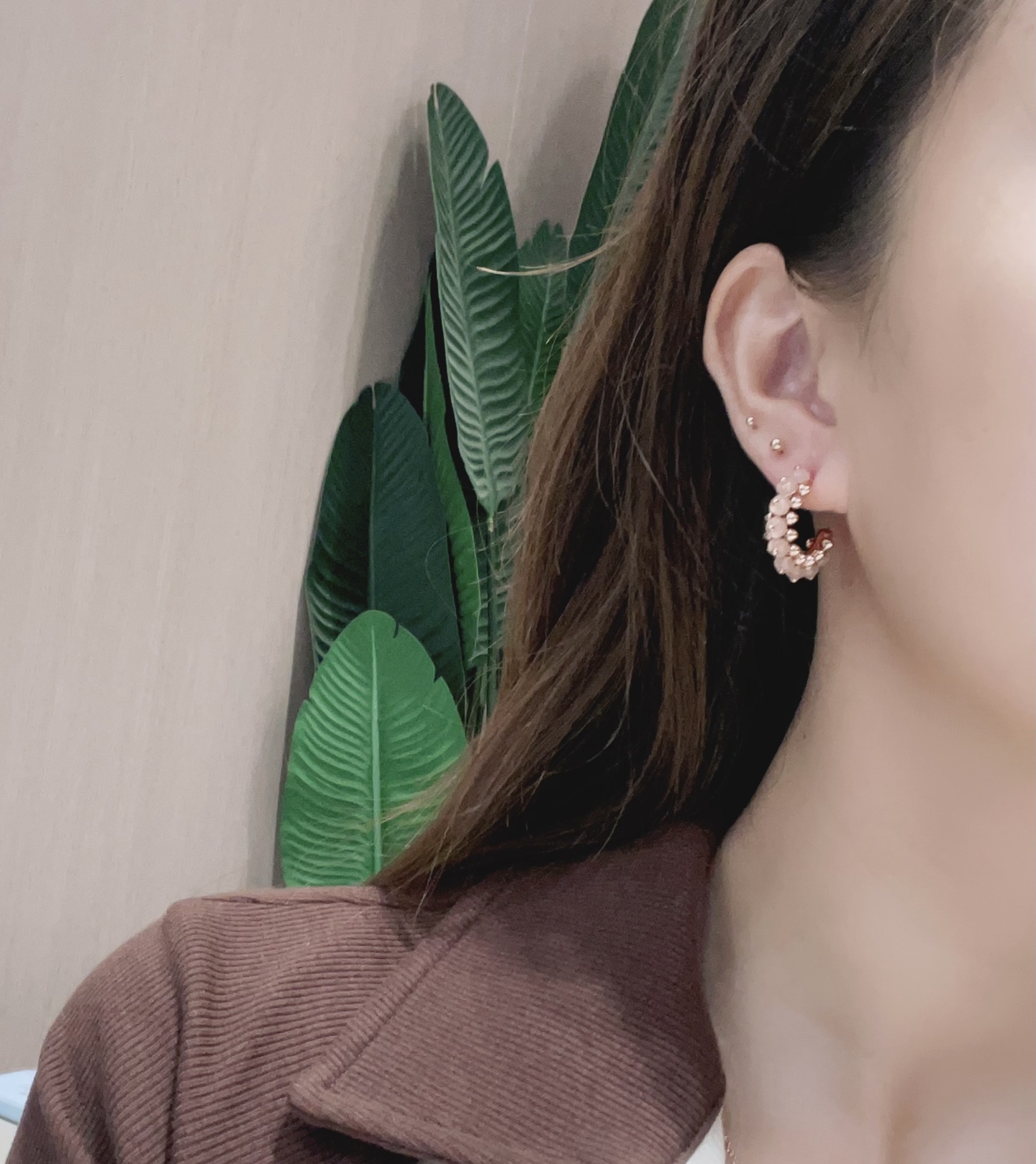 Cartier Clash de Cartier earrings rose gold metal with pink gemstone beads 14mm outer hoop diameter