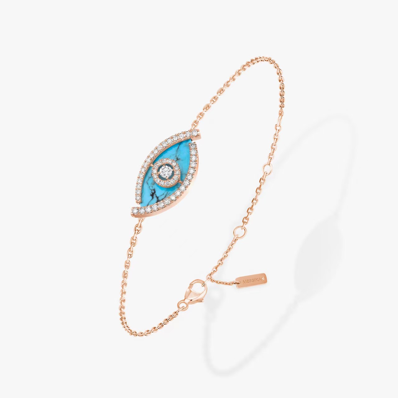Messika Lucky Eye ring Rose gold turquoise diamond EU 52