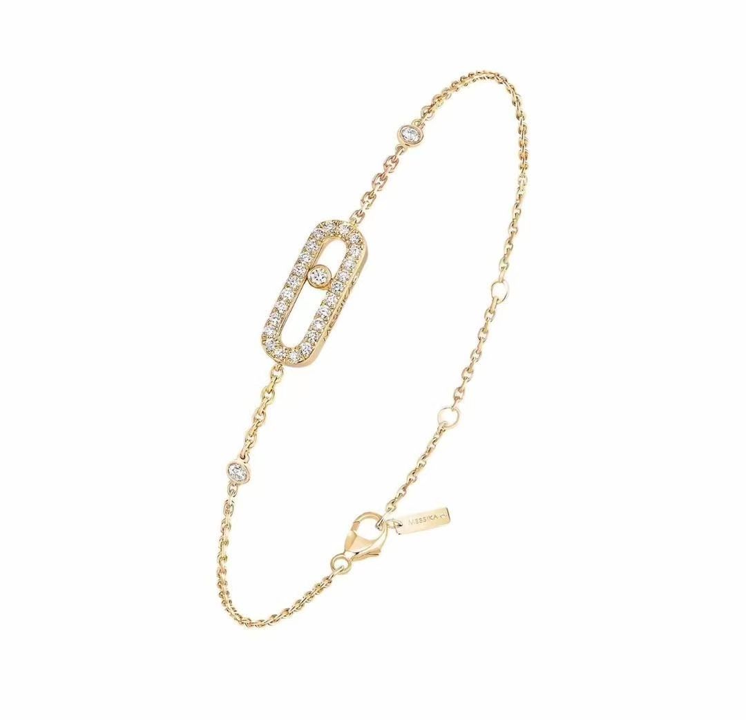 Messika Move Uno bracelet 18k white gold 18k yellow gold 18k rose gold with clear diamonds 18cm
