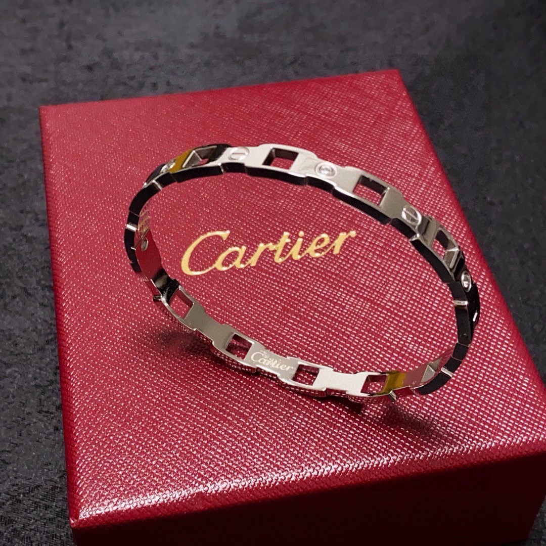 Cartier Love Chain Bracelet bracelet 18k yellow gold 18k white gold clear diamond accents 17cm