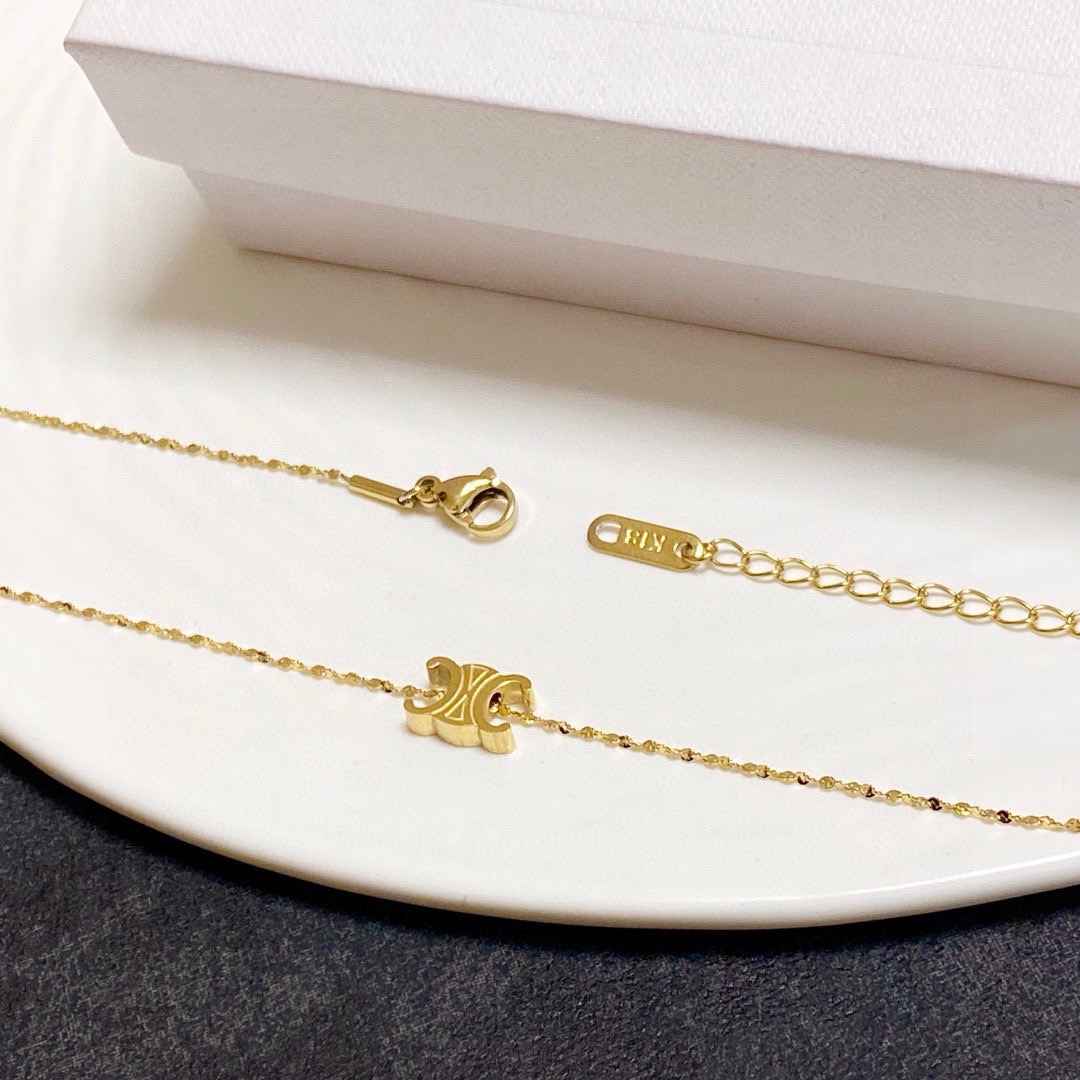 Celine Triomphe necklace 14K gold 40cm