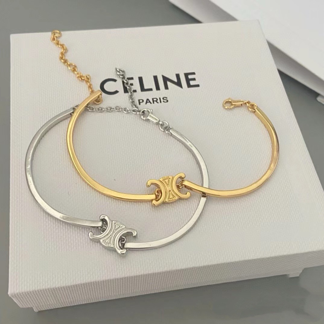 Celine Triomphe bracelet Silver-toned metal first variant Gold-toned metal second and third variants no gemstones 17cm