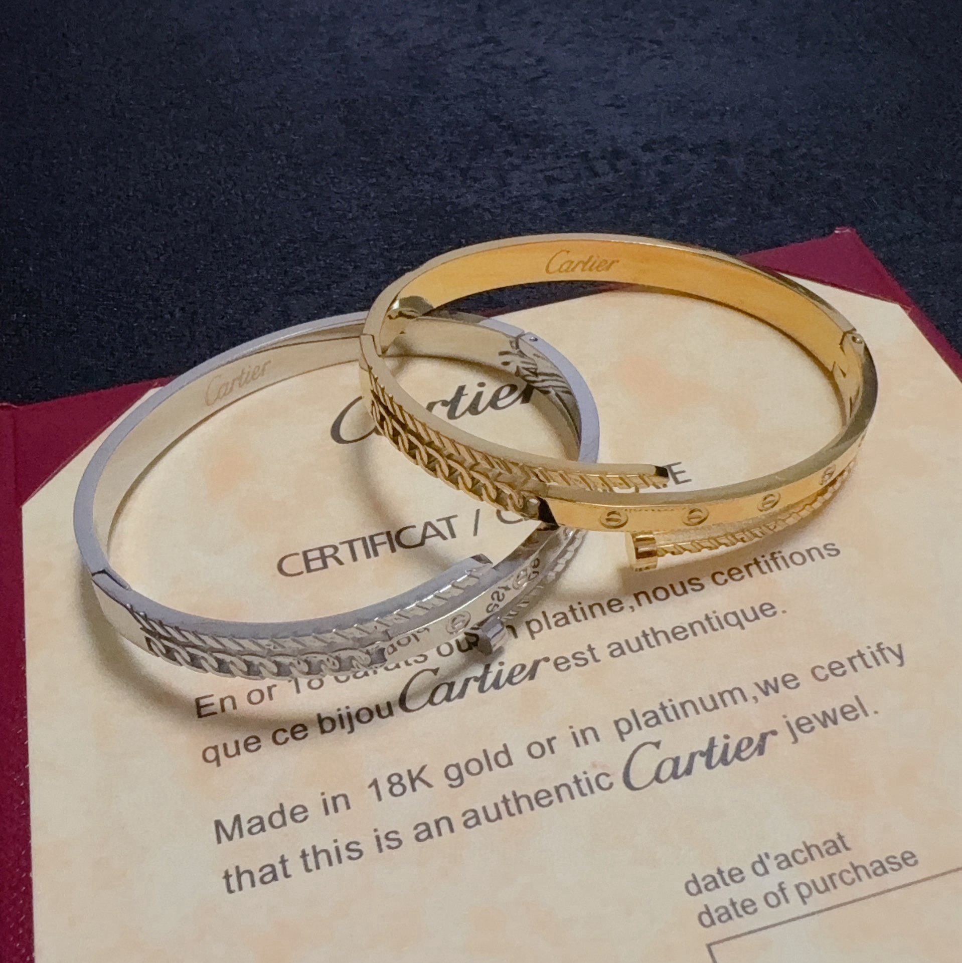 Cartier Love Nail Twisted Cuff bracelet 18k yellow gold 17