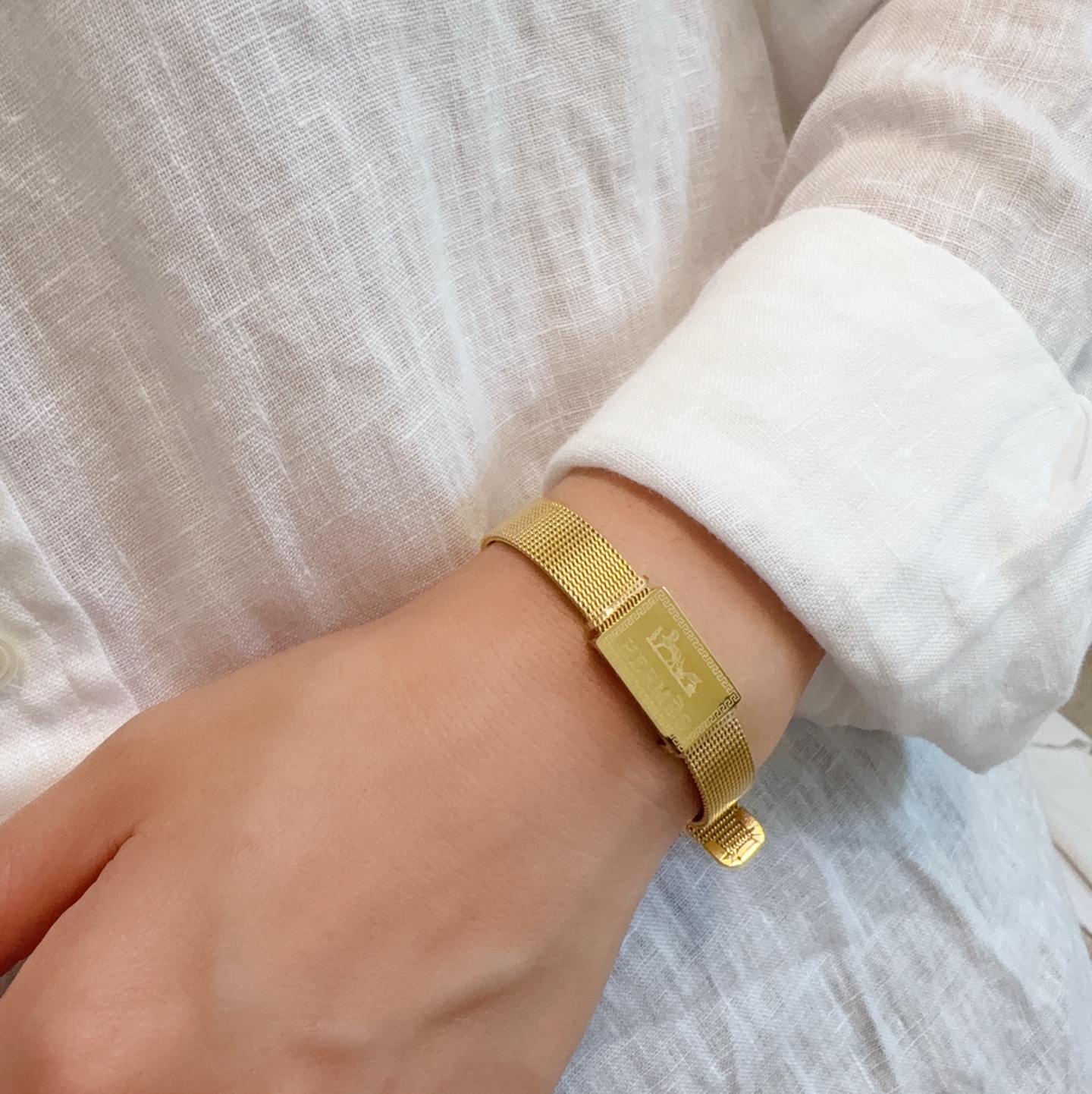 Bracciale Hermes H Logo Mesh Strap Bracciale oro MM