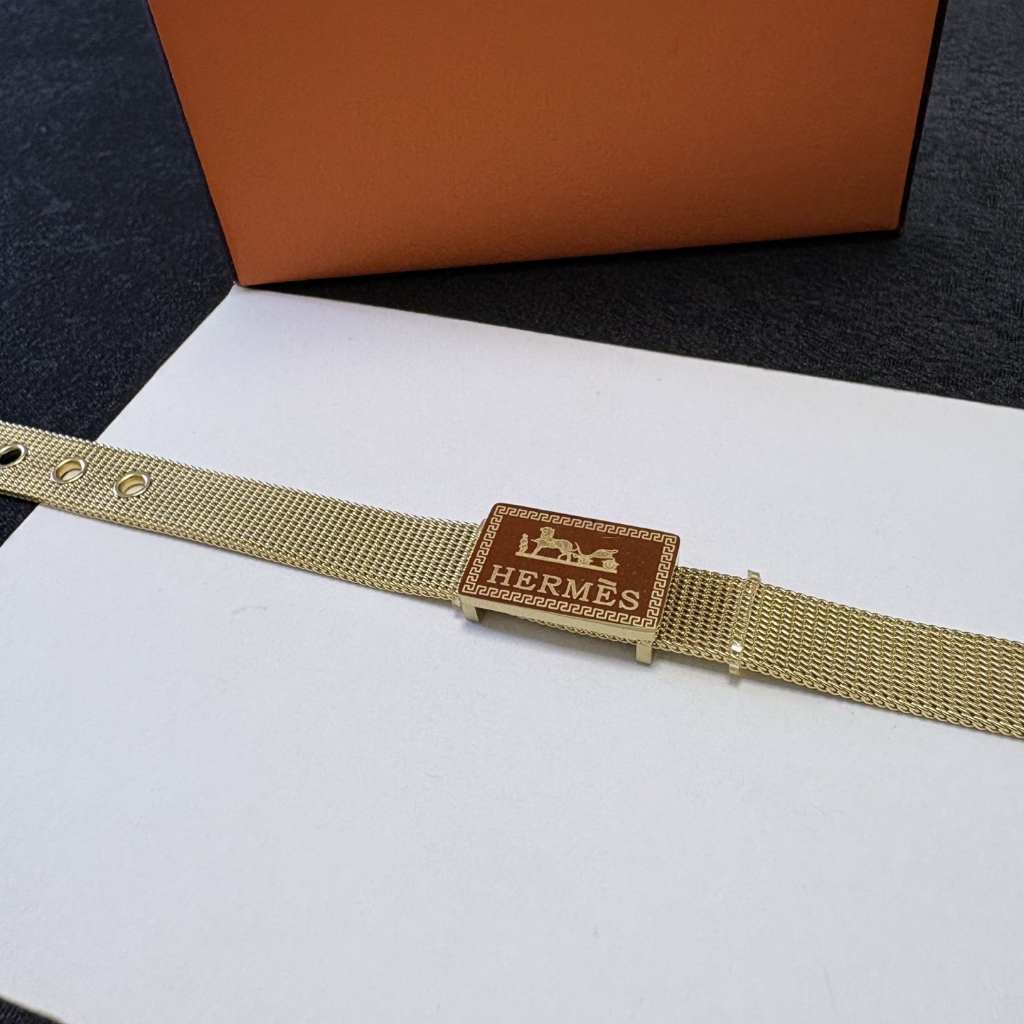 Bracciale Hermes H Logo Mesh Strap Bracciale oro MM