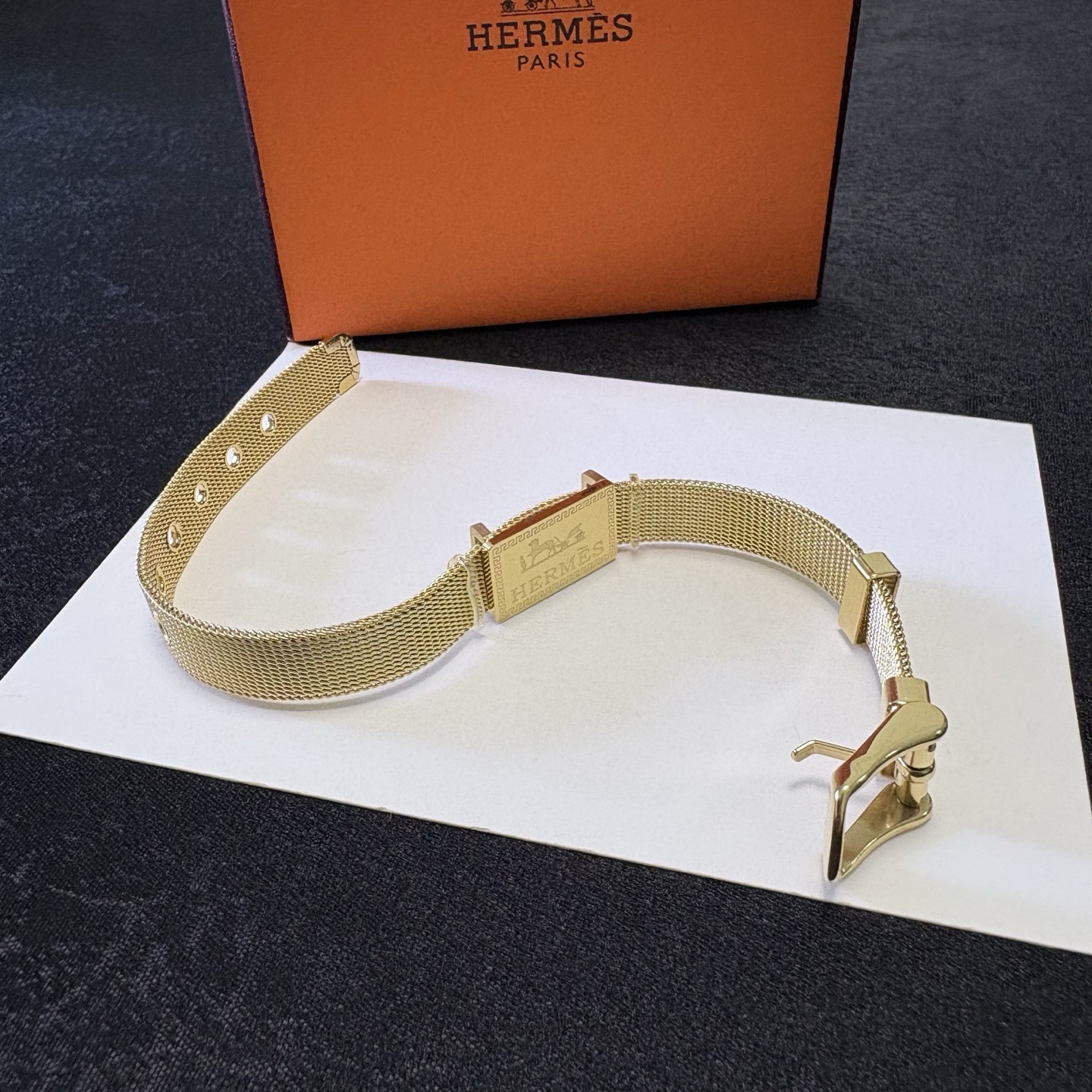 Bracciale Hermes H Logo Mesh Strap Bracciale oro MM