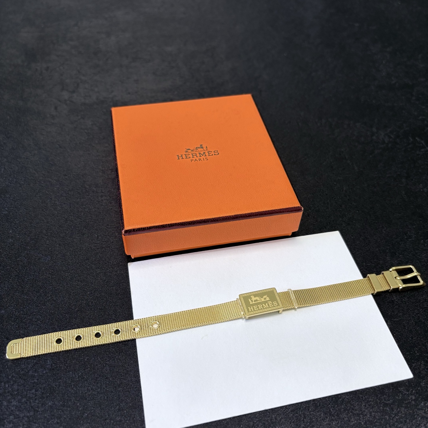 Bracciale Hermes H Logo Mesh Strap Bracciale oro MM