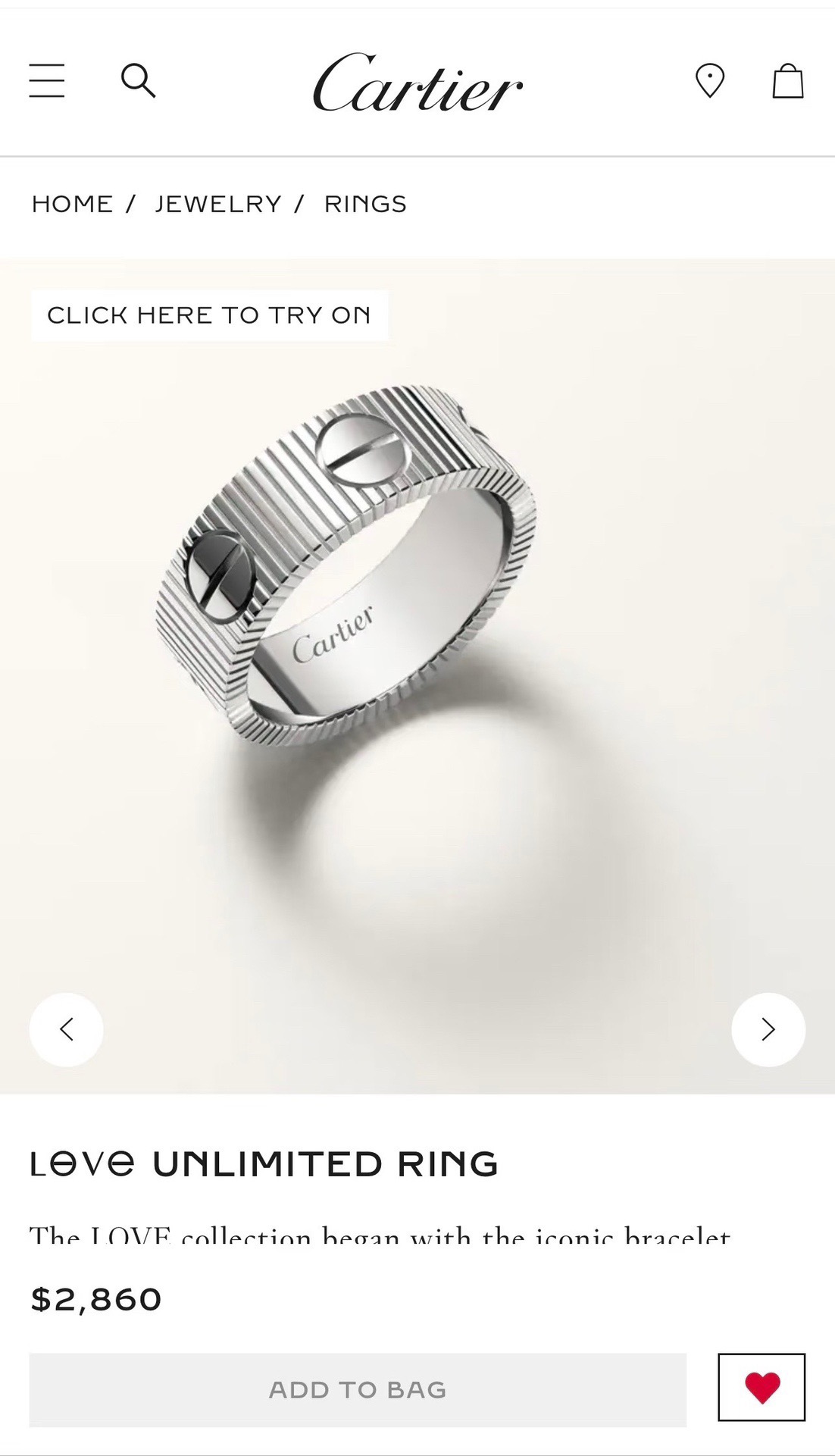 Cartier Love ring 14K yellow gold no accent stones 7