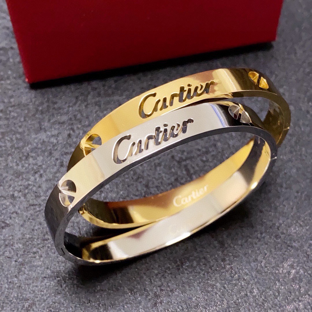 Cartier Love Signature Cuff Bracelet bracelet 18k yellow gold 18k white gold no gemstones 17cm inner circumference