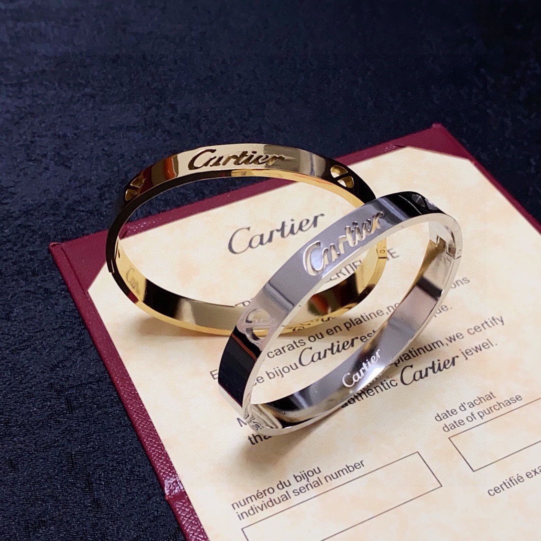 Cartier Love Signature Cuff Bracelet bracelet 18k yellow gold 18k white gold no gemstones 17cm inner circumference