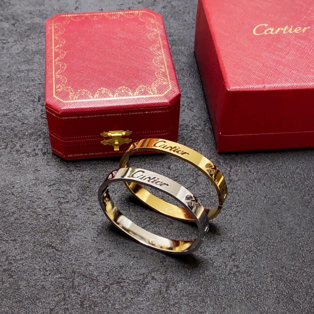Cartier Love Signature Cuff Bracelet bracelet 18k yellow gold 18k white gold no gemstones 17cm inner circumference
