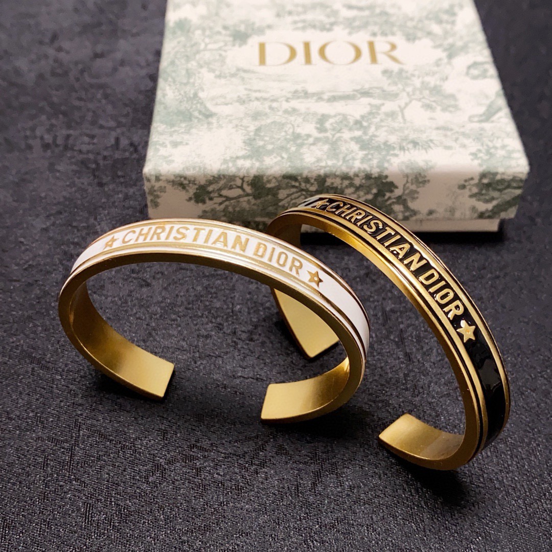 Dior Christian Dior Code Bangle bracelet Gold-tone metal with white black mint green and lilac enamel accents 6 5cm inner diameter