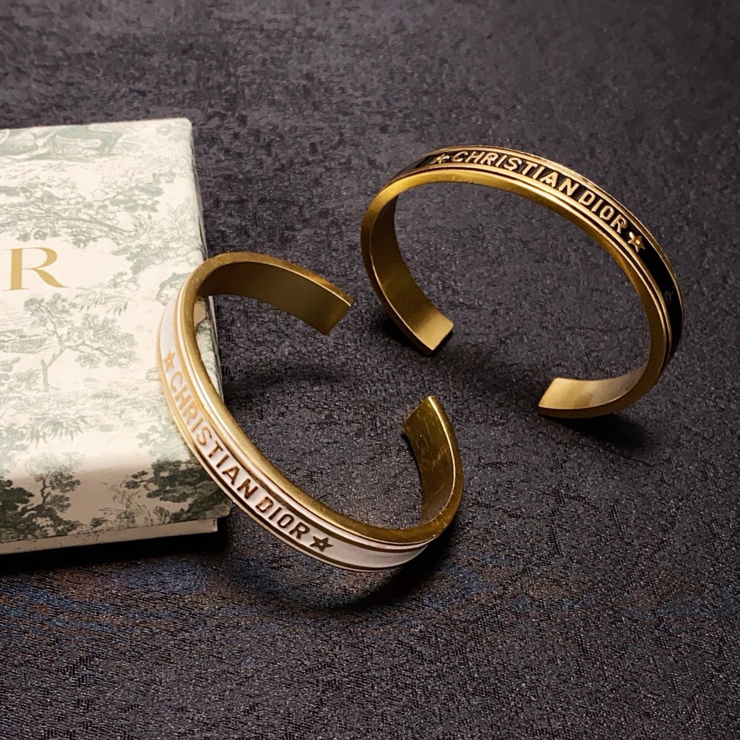 Dior Christian Dior Code Bangle bracelet Gold-tone metal with white black mint green and lilac enamel accents 6 5cm inner diameter