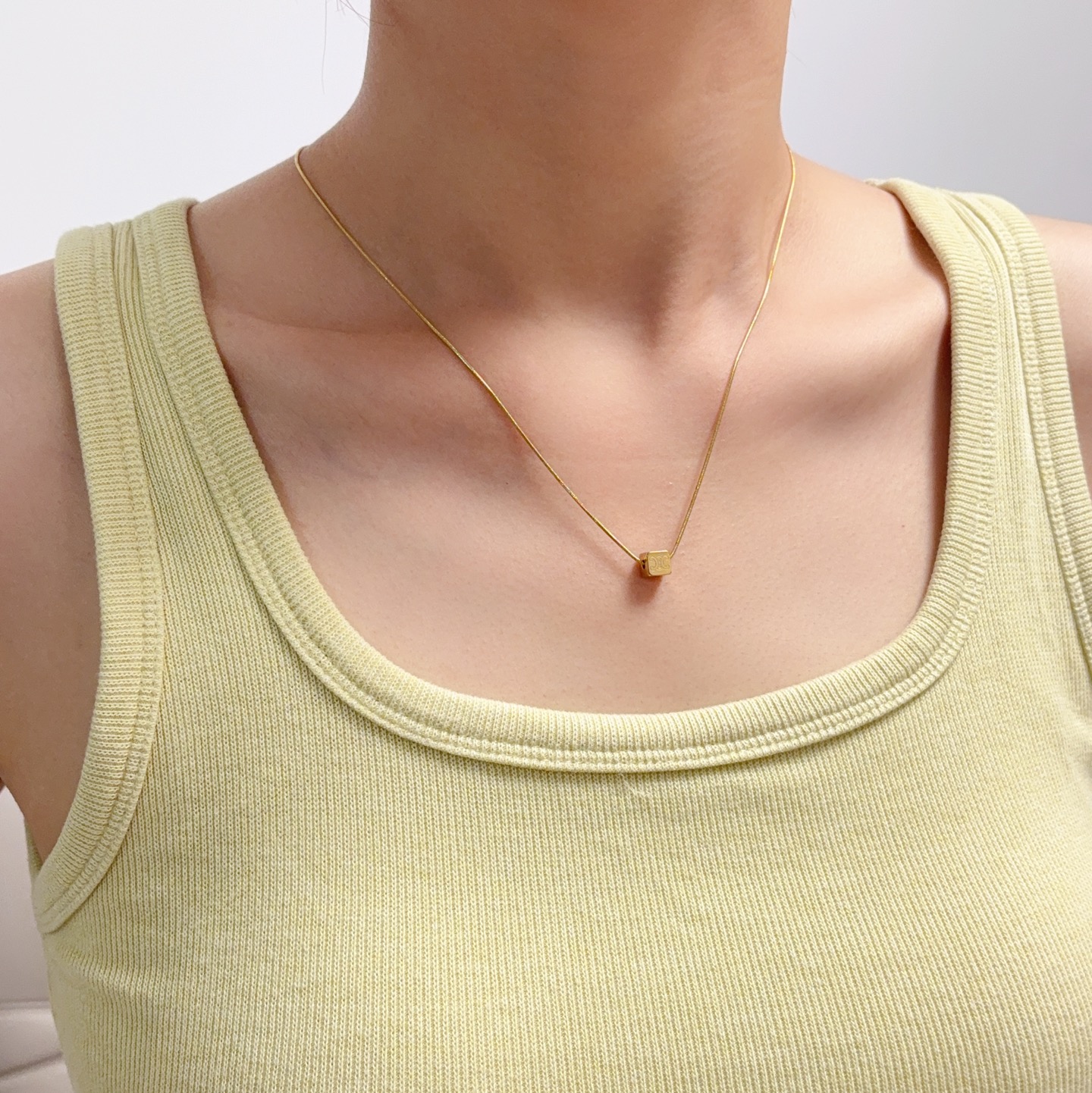 Celine Triomphe Cube Pendant Necklace necklace 14K gold tone metal no accent stones 45cm