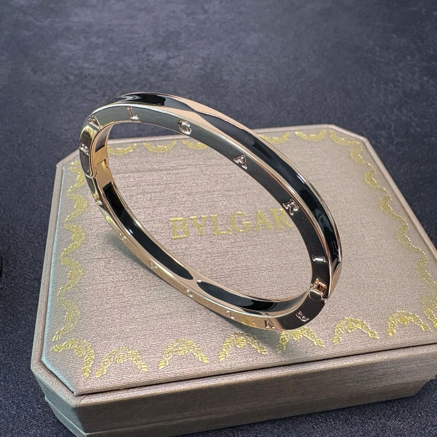 Bvlgari B zero1 bracelet rose gold with black enamel inlay 17cm