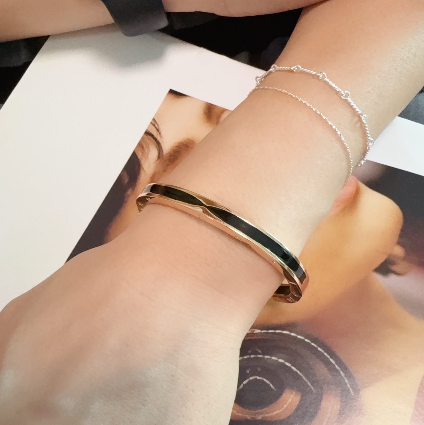Bvlgari B zero1 bracelet rose gold with black enamel inlay 17cm