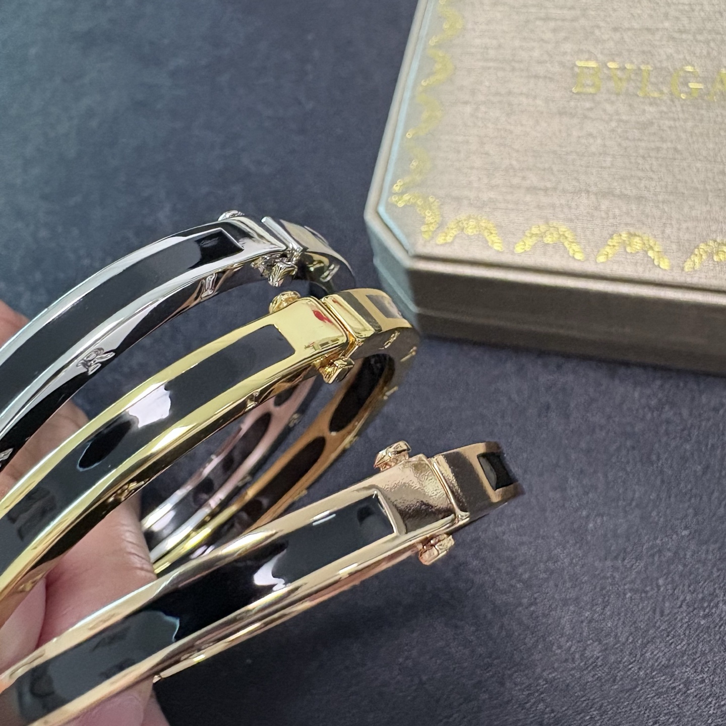 Bvlgari B zero1 bracelet rose gold with black enamel inlay 17cm