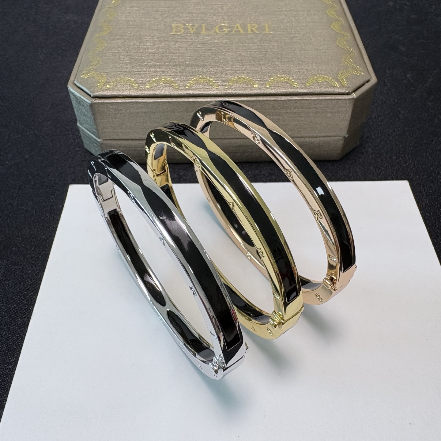 Bvlgari B zero1 bracelet rose gold with black enamel inlay 17cm
