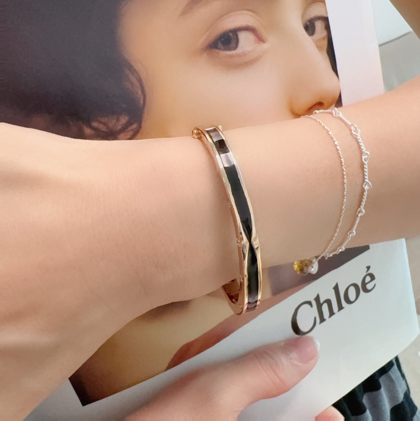 Bvlgari B zero1 bracelet rose gold with black enamel inlay 17cm
