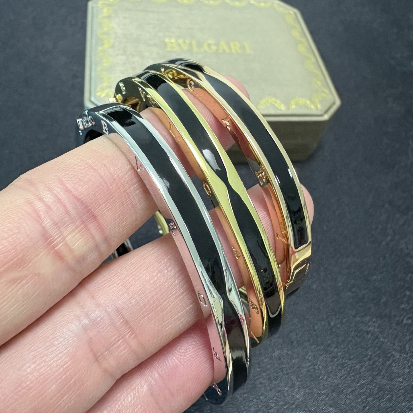 Bvlgari B zero1 bracelet rose gold with black enamel inlay 17cm