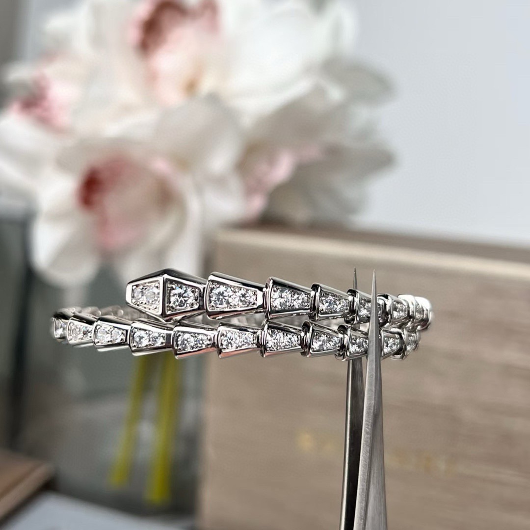 Bvlgari Serpenti Viper bracelet 18k rose gold 18k white gold with full-pave clear diamonds 17cm