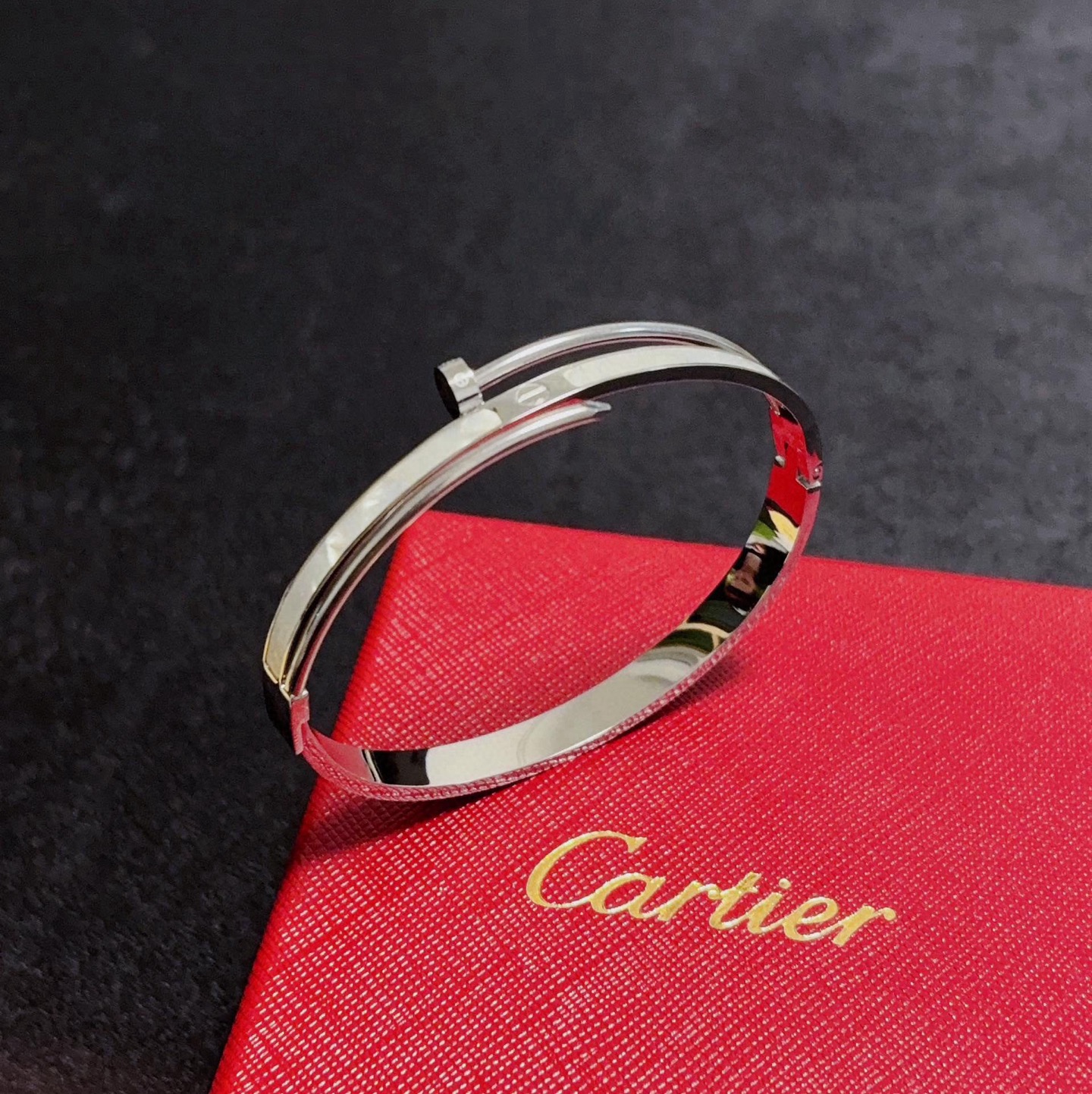 Cartier Juste un Clou bracelet 18k white gold 18k yellow gold white mother-of-pearl 17