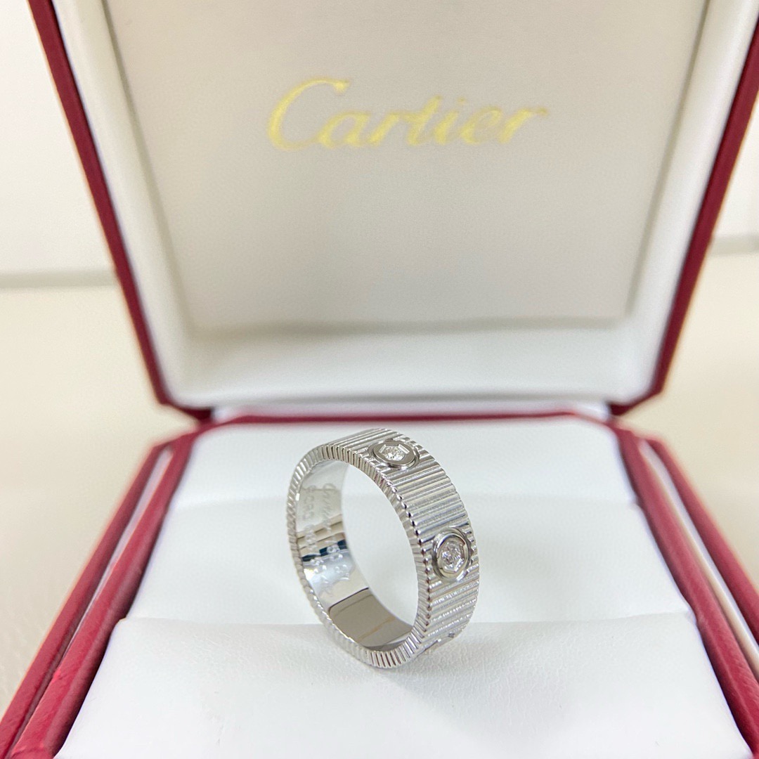Cartier Love Ring Striated Diamond ring 18K white gold with clear diamonds 57