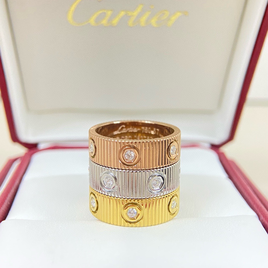 Cartier Love Ring Striated Diamond ring 18K white gold with clear diamonds 57