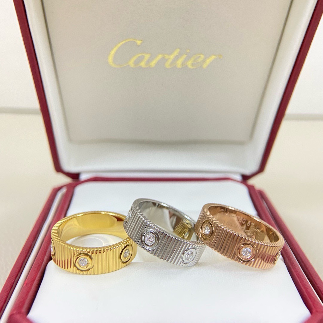 Cartier Love Ring Striated Diamond ring 18K white gold with clear diamonds 57