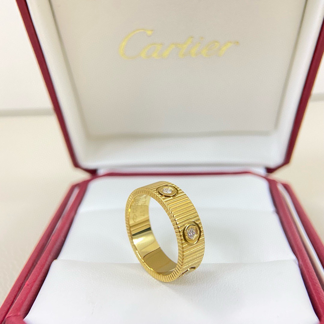 Cartier Love Ring Striated Diamond ring 18K white gold with clear diamonds 57