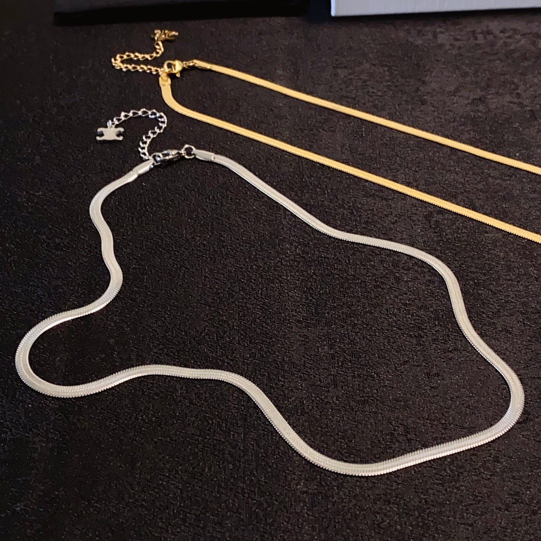 Celine Triomphe Snake Chain Choker necklace 14K gold silver-toned metal no accent stones 40cm with 5cm extender