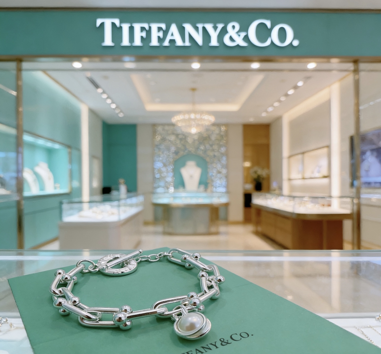 Tiffany Co Tiffany HardWear Pearl Link Bracelet bracelet sterling silver with white freshwater pearl 7 inches