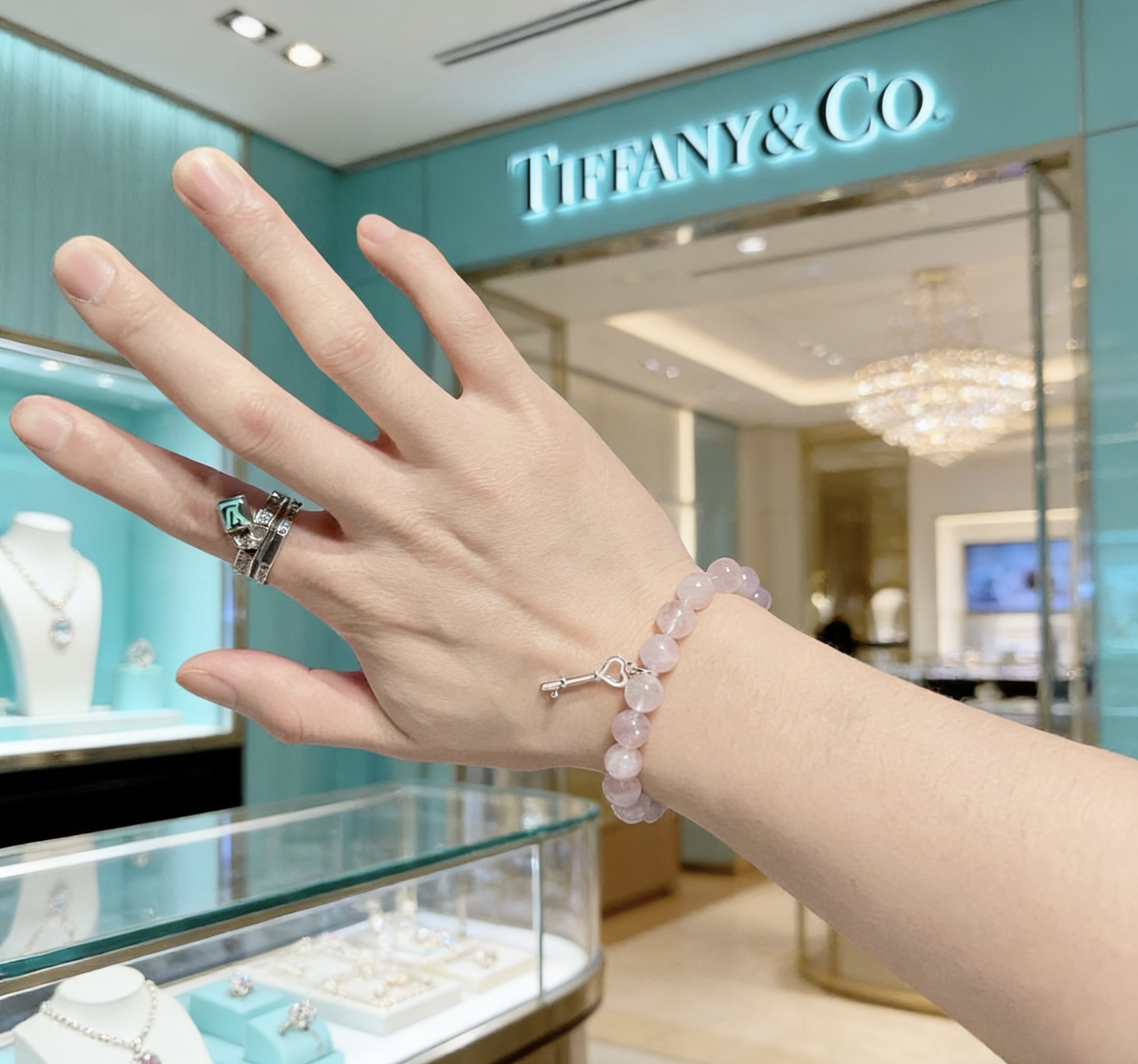 Tiffany Co Tiffany Keys Heart Key Beaded Toggle Bracelet bracelet Sterling silver metal with light lavender amethyst beads 7 inches