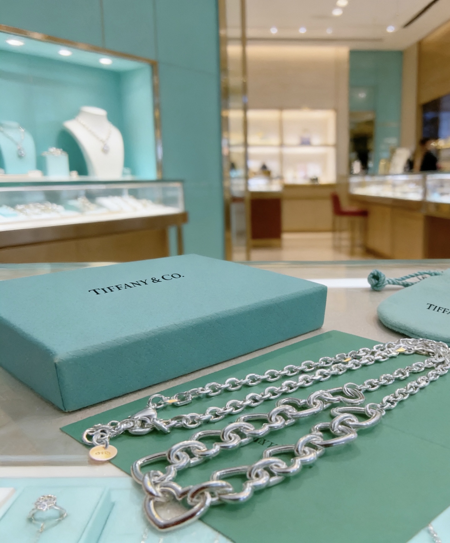 Tiffany Co Heart Link necklace sterling silver 45cm