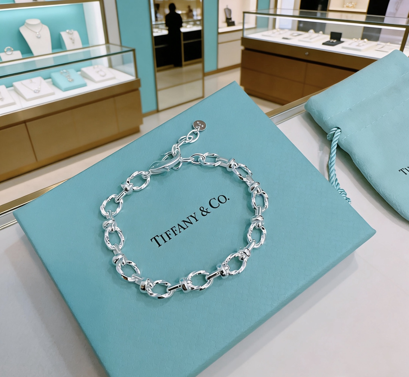 Tiffany Co Link Chain Bracelet bracelet Silver 18cm