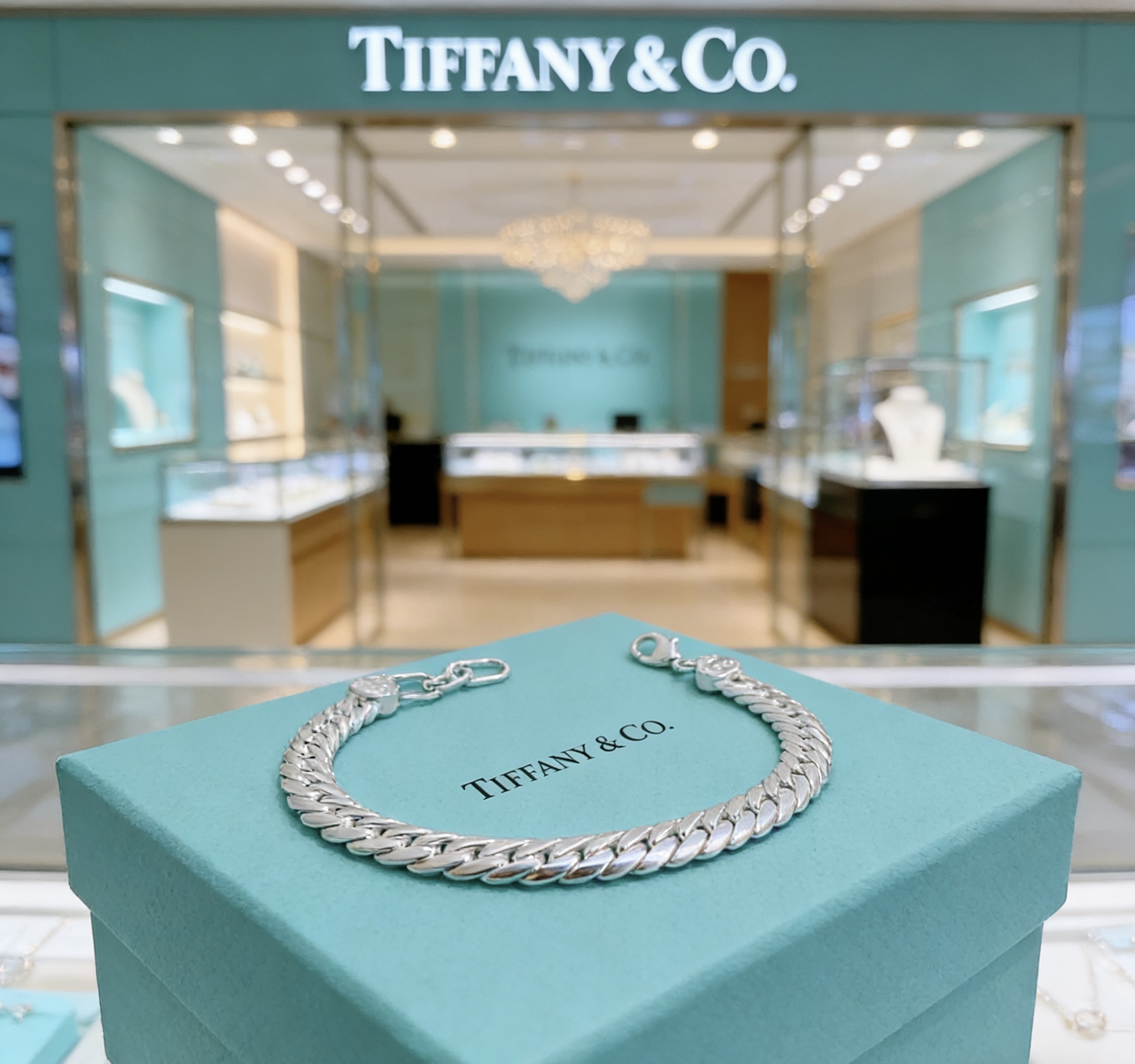 Tiffany Co Curb Chain bracelet sterling silver 7 5 inches