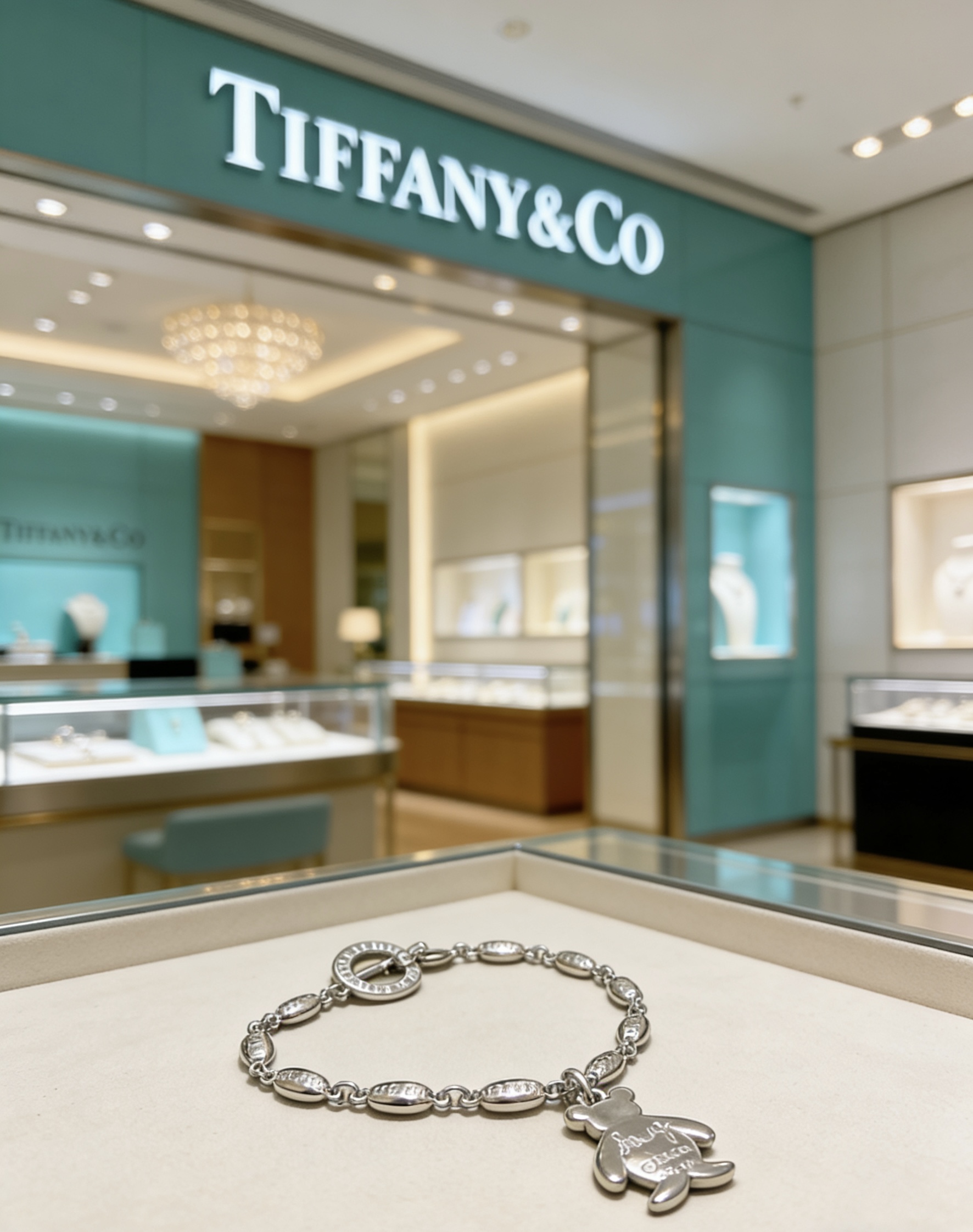 Tiffany Co Hug Bear Charm Toggle Bracelet bracelet Sterling silver 925 silver polished silver metal no gemstones 7 inches