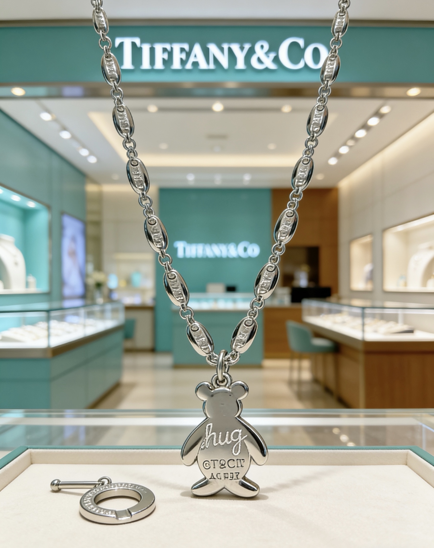 Tiffany Co Hug Bear Charm Toggle Bracelet bracelet Sterling silver 925 silver polished silver metal no gemstones 7 inches