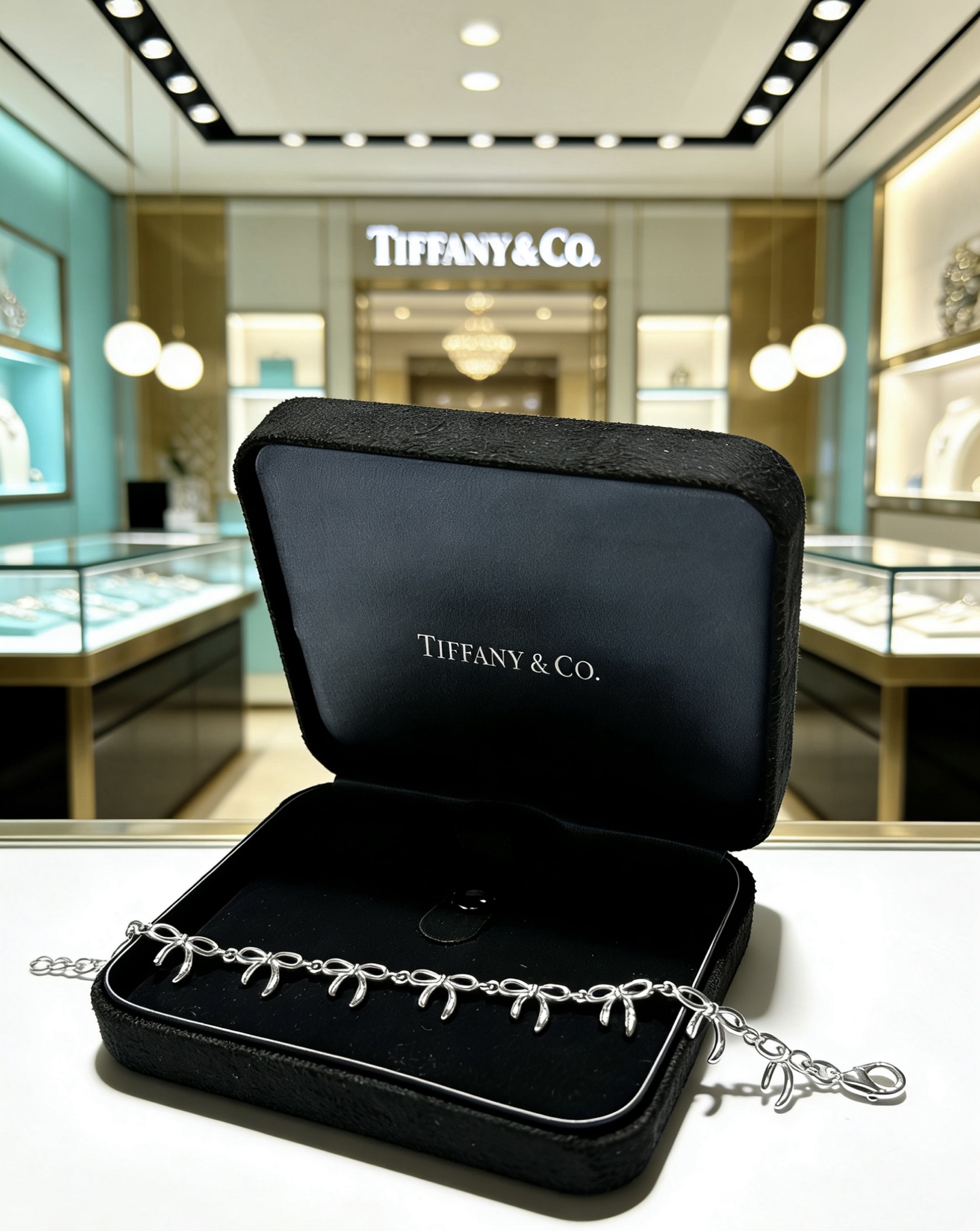 Tiffany Co Bow Link bracelet sterling silver 7 inches