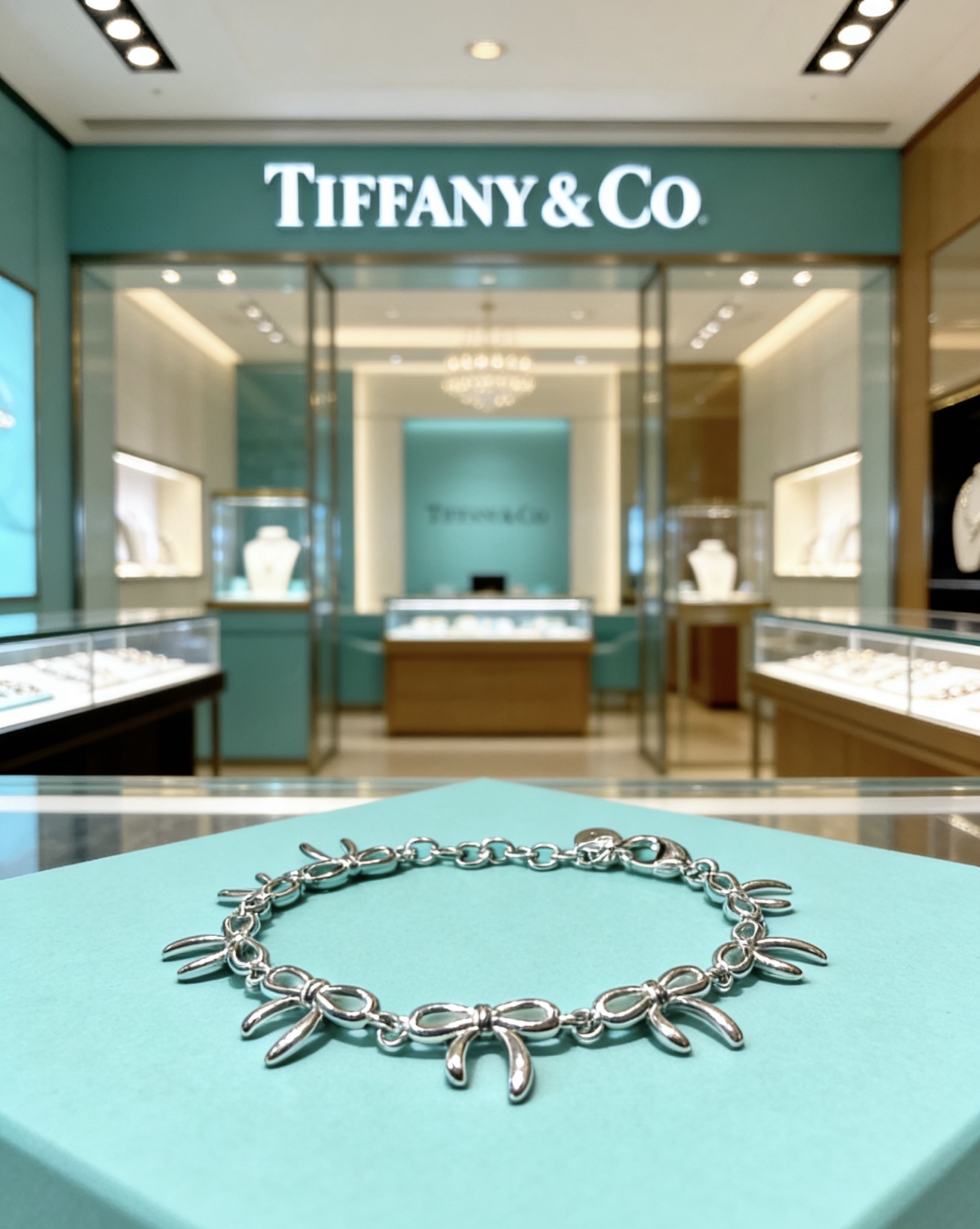 Tiffany Co Bow Link bracelet sterling silver 7 inches