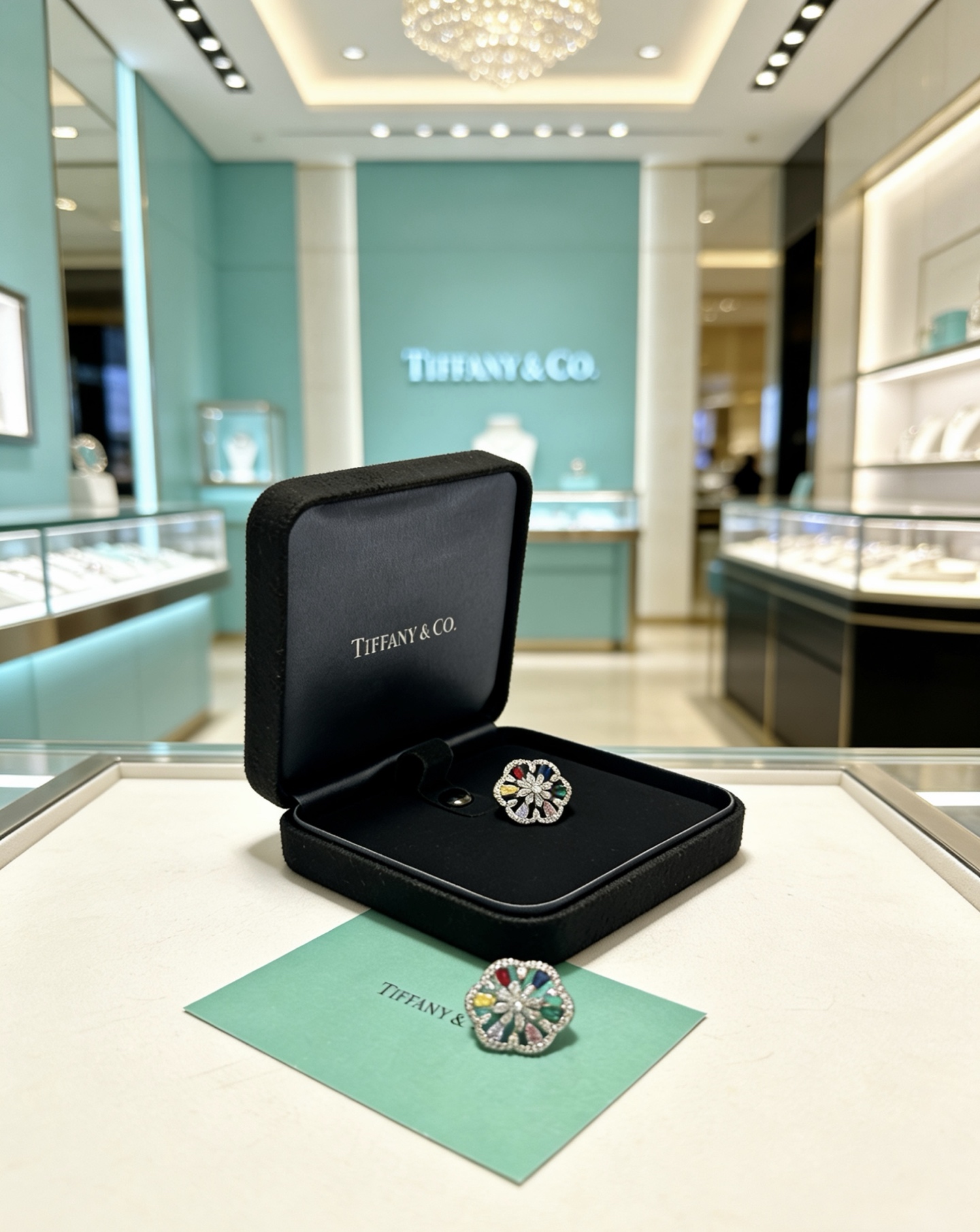 Tiffany Co Marquise Commemorative Earrings earrings Platinum-toned metal with white diamonds and multicolored gemstones red blue green yellow pink 1 5cm stud diameter