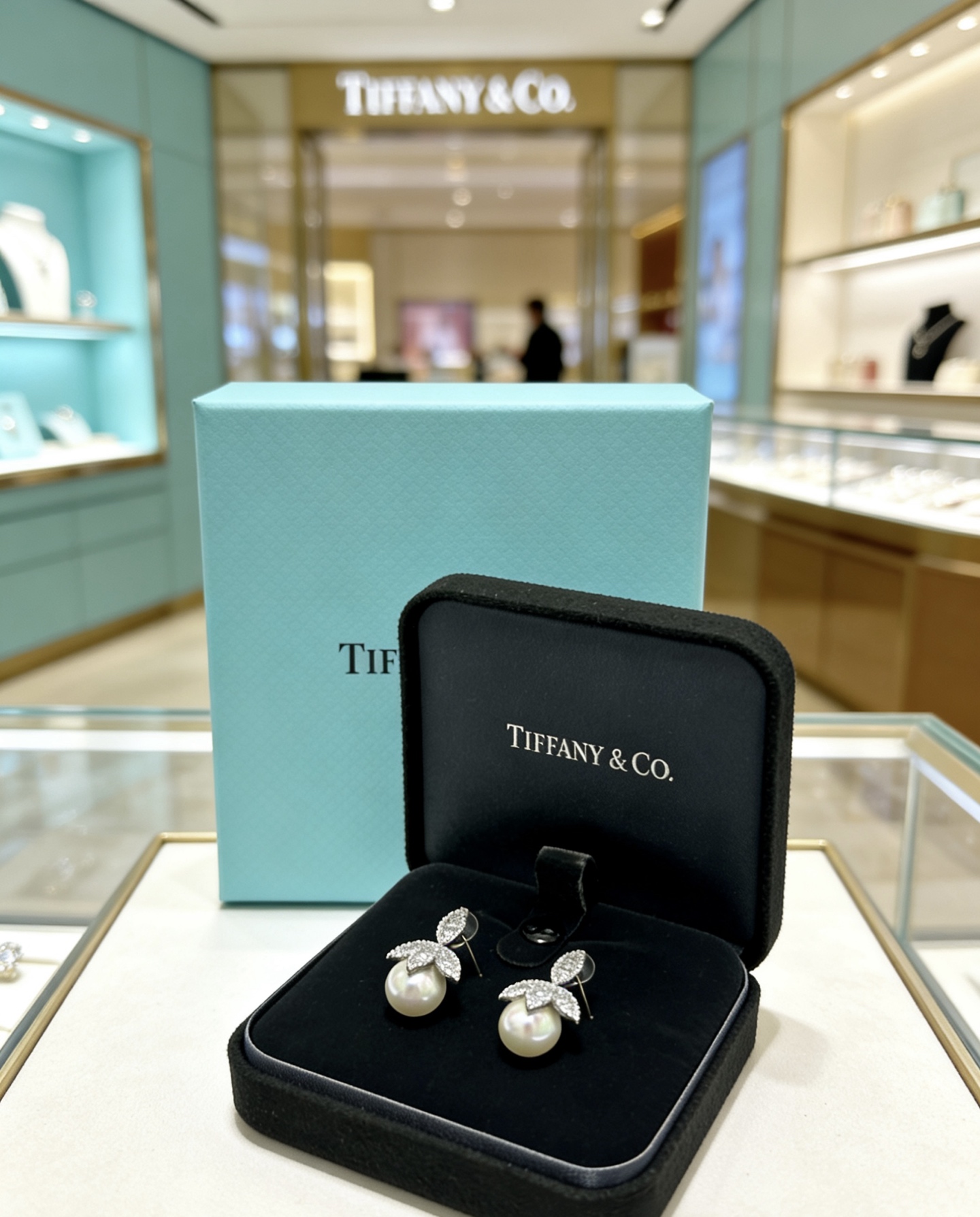 Tiffany Co Marquise Pearl Diamond Drop Earrings earrings platinum-toned metal white diamond white pearl 12mm pearl 2 2cm drop length