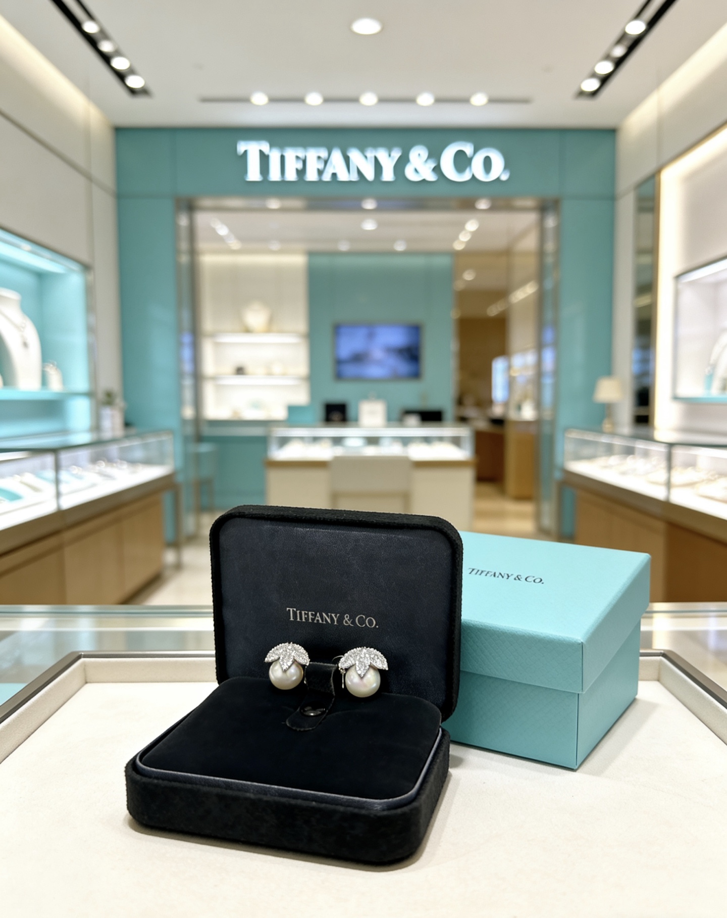 Tiffany Co Marquise Pearl Diamond Drop Earrings earrings platinum-toned metal white diamond white pearl 12mm pearl 2 2cm drop length