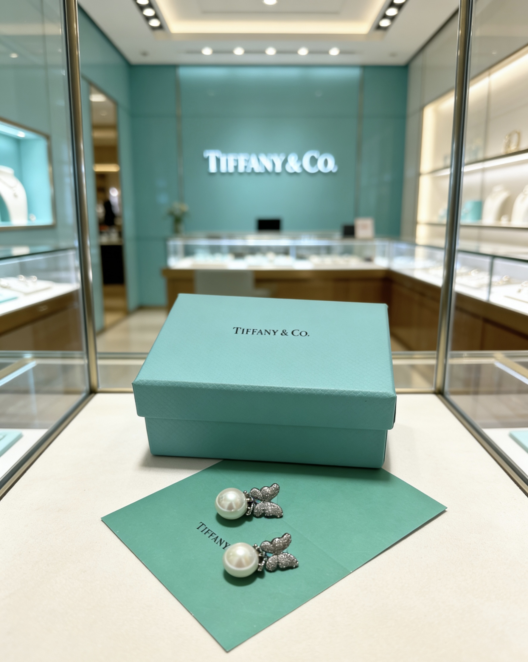 Tiffany Co Marquise Butterfly Pearl Commemorative Earrings earrings Platinum-toned metal white freshwater pearl clear high-carbon diamond accents One size standard stud earring fit