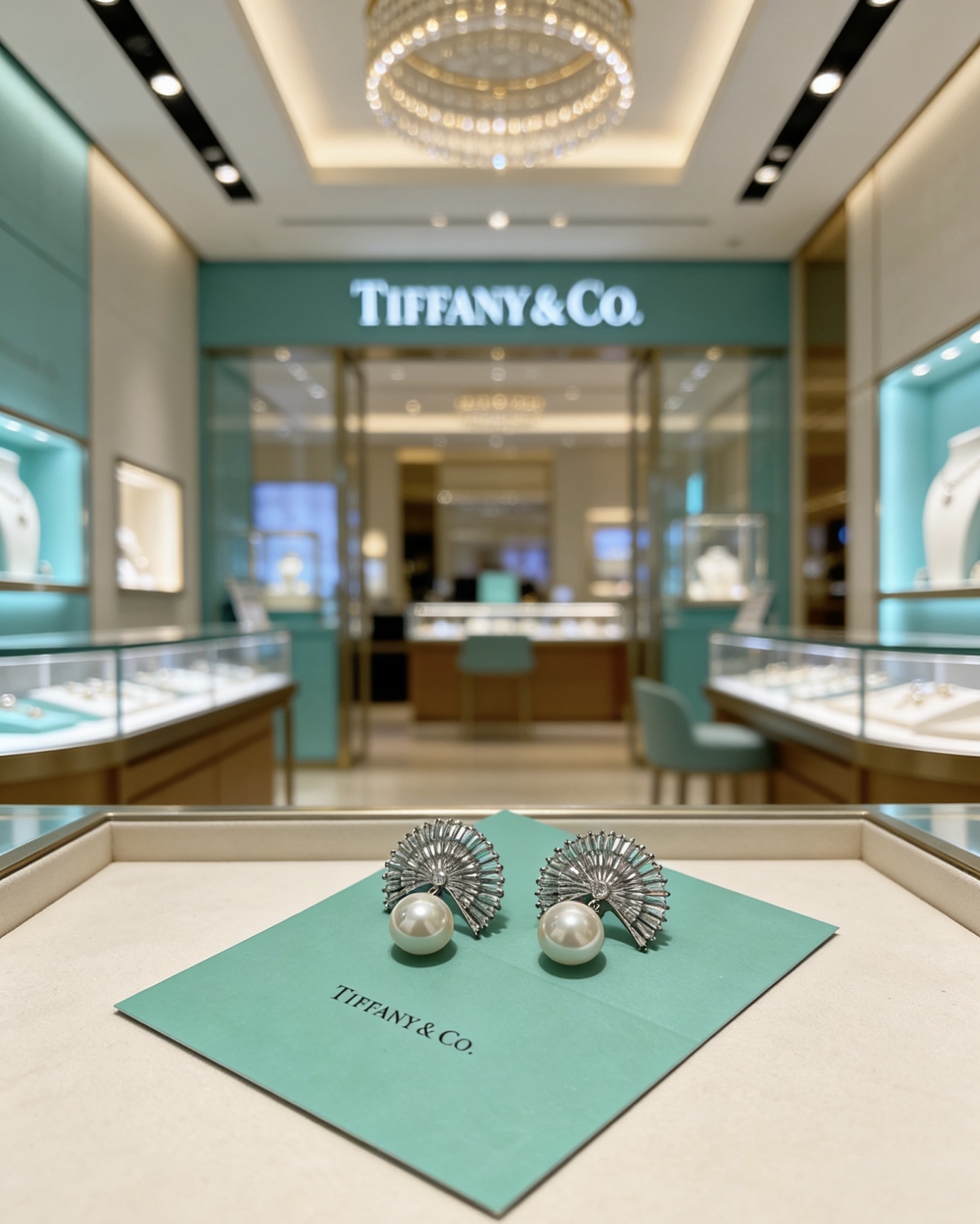 Tiffany Co Marquise Fan Pearl Commemorative Earrings earrings platinum-toned metal clear high-carbon diamond accents creamy white pearl 3 2cm length per earring
