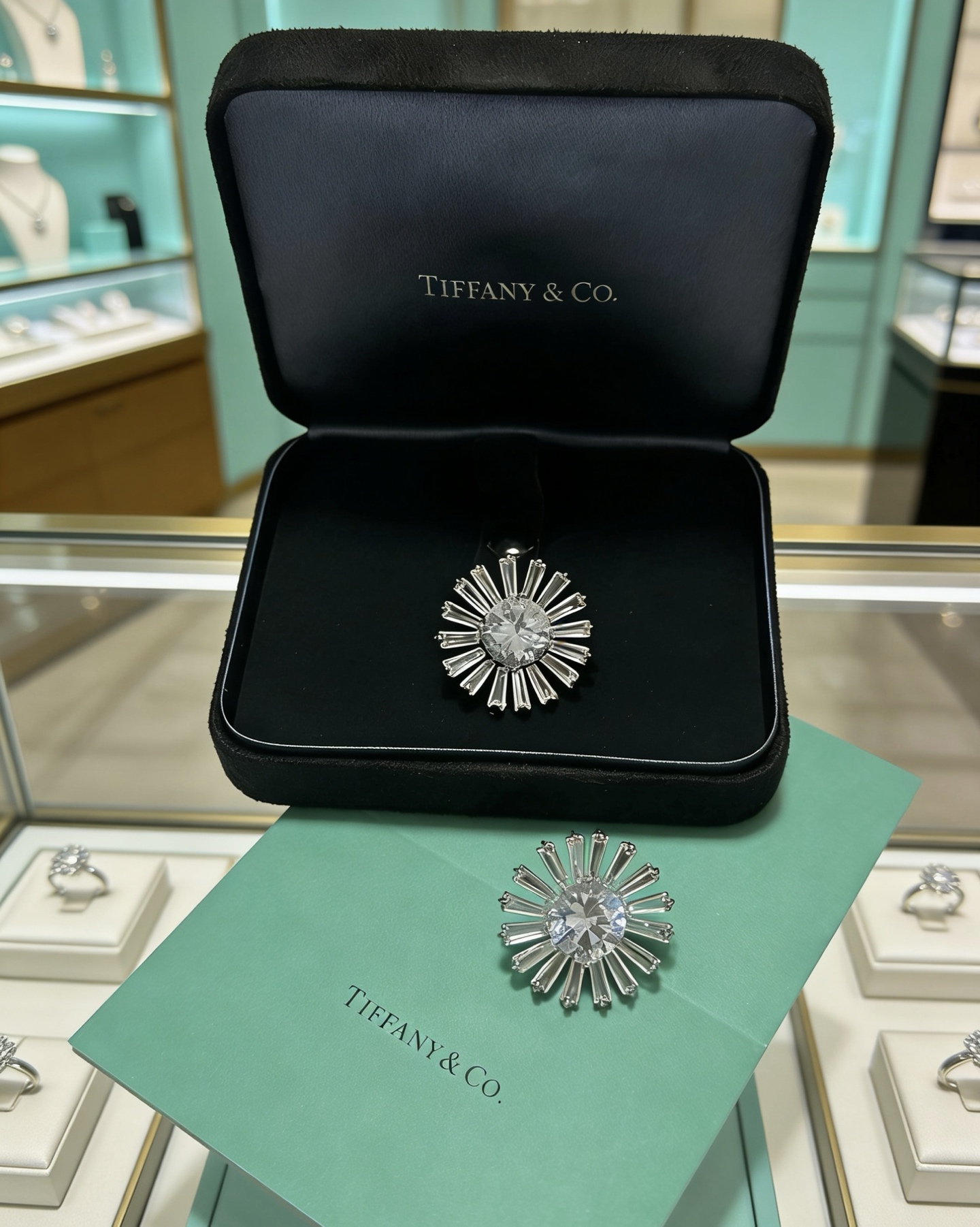 Tiffany Co Marquise Sunburst Commemorative Earrings earrings platinum-toned metal with clear high-carbon diamond stones 2cm diameter per earring