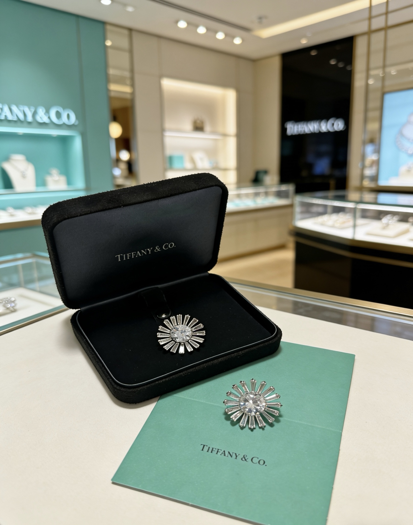 Tiffany Co Marquise Sunburst Commemorative Earrings earrings platinum-toned metal with clear high-carbon diamond stones 2cm diameter per earring