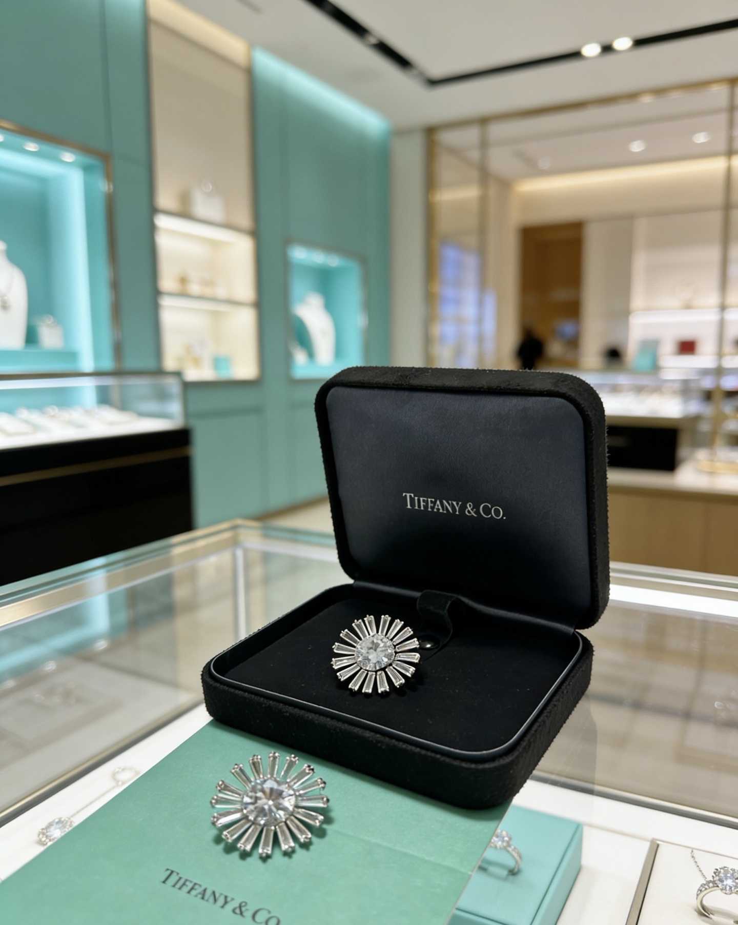 Tiffany Co Marquise Sunburst Commemorative Earrings earrings platinum-toned metal with clear high-carbon diamond stones 2cm diameter per earring